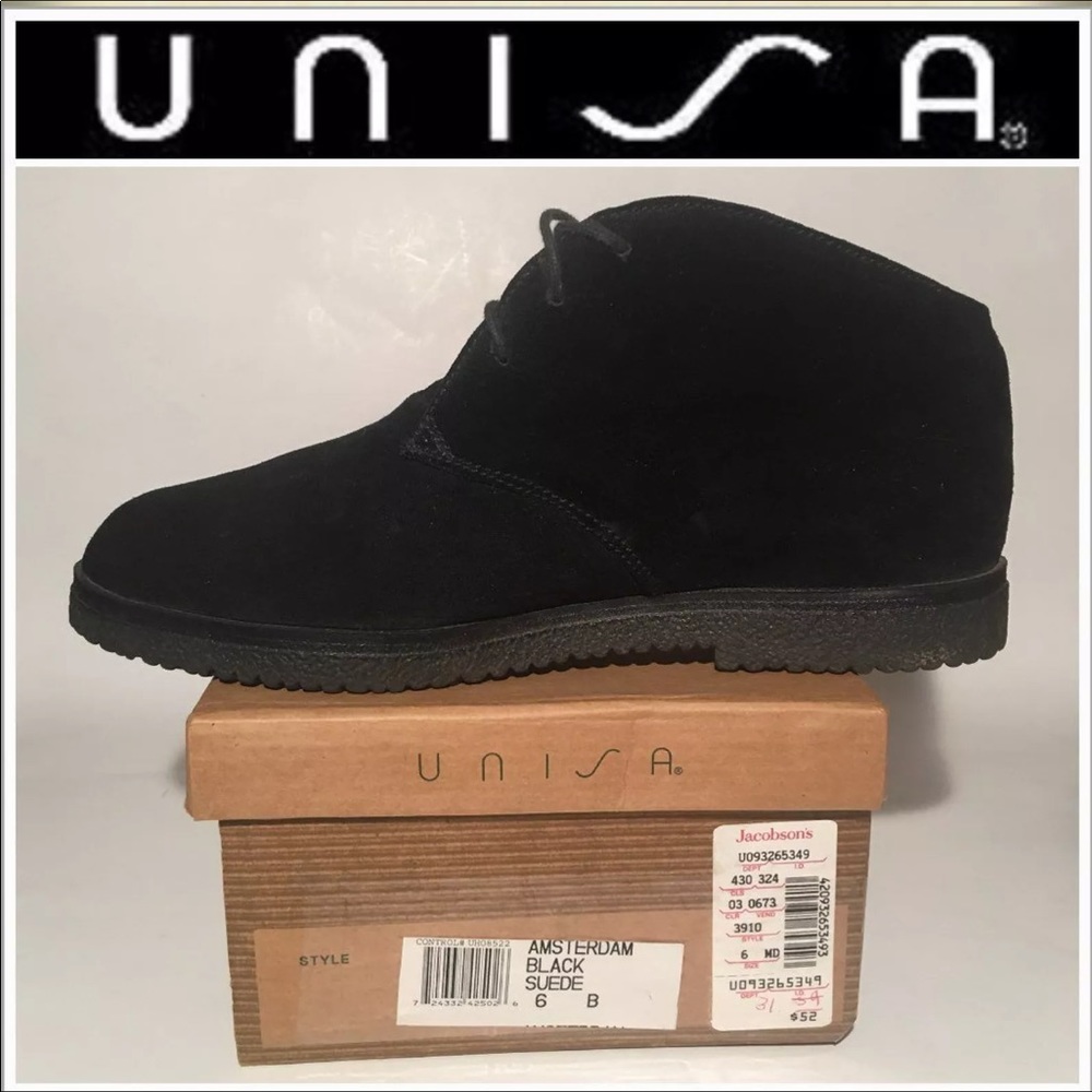 UNISA Amsterdam Black Suede Ankle Boots